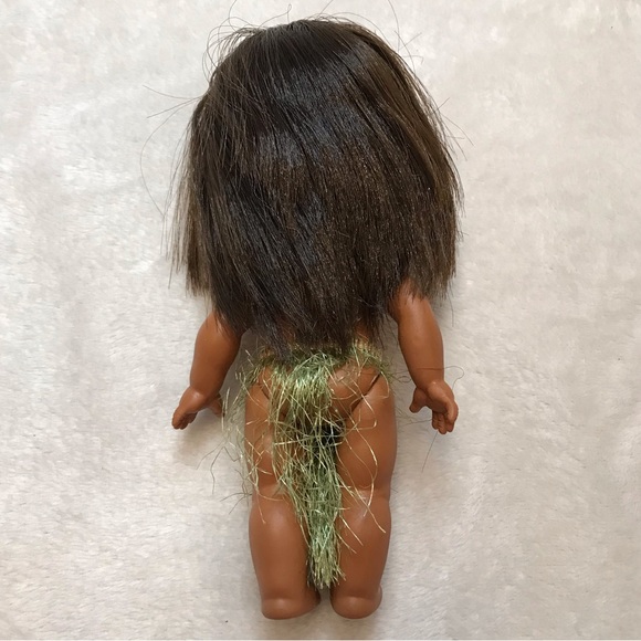 Vintage Japanese Shiba rubber kawaii native doll with hula skirt - Picture 5 of 8